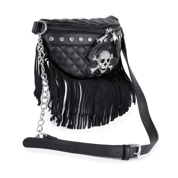 Fringe Bling Skull Crossbody Sling