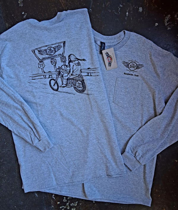 Long Sleeve Motorcycle Man Pocket Tee